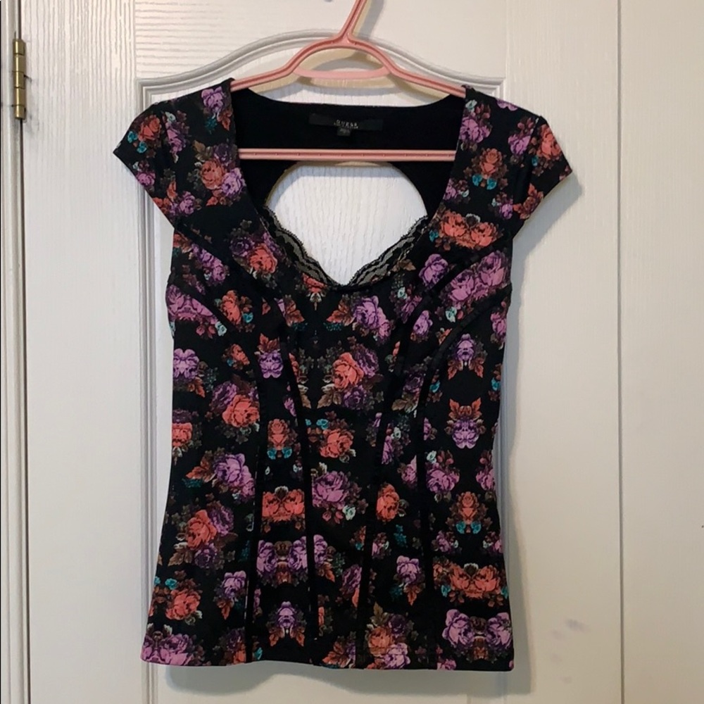 Guess corset top with open back and lace